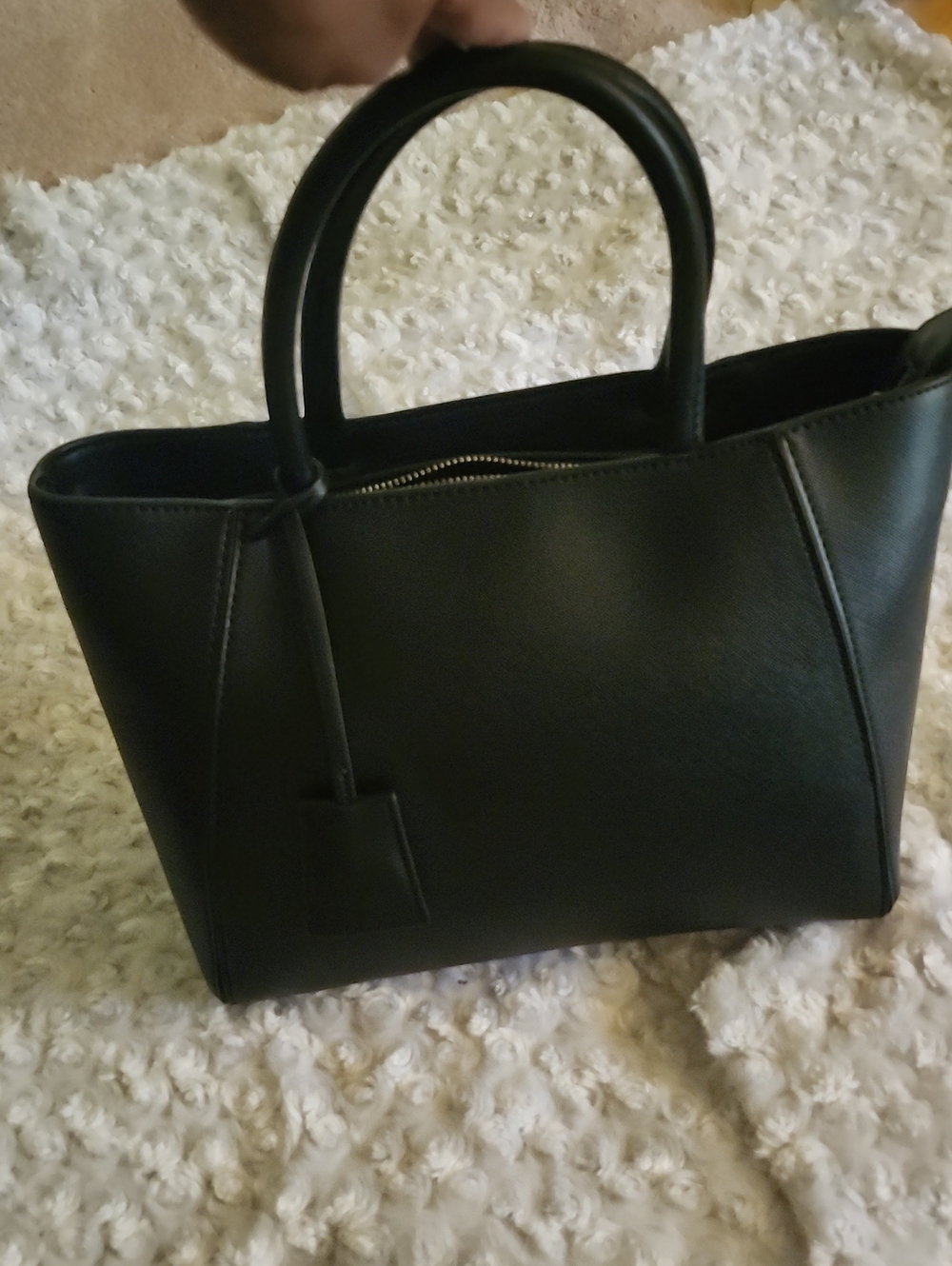 Zara Black Structured Satchel with Detachable Strap